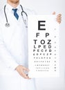 Male ophthalmologist with eye chart
