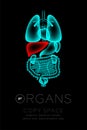 Male Organs X-ray set, Liver infection concept idea red color