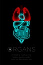 Male Organs X-ray set, Lung infection concept idea red color