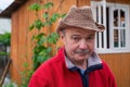 Male outdoor street portrait. Mid adult man over grunge wall and windows. Royalty Free Stock Photo