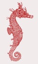 Male painted seahorse hippocampus sindonis in profile view