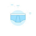 Male Panties Flat Vector Illustration, Icon. Light Blue Monochrome Design. Editable Stroke