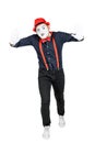 Male pantomime actor fun performing actor, pantomime, posing at the camera Royalty Free Stock Photo