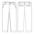 Male pants. KIds trousers design template. Technical sketch of pants