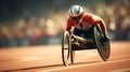 Male para athlete on wheelchair competing in championship