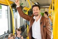 Male passenger in a bus Royalty Free Stock Photo