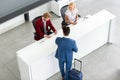 Male passenger on reception