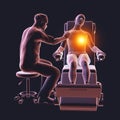 A male patient experiencing heart pain, 3D illustration