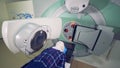 Male patient is going through radiotherapy