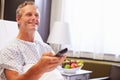 Male Patient In Hospital Bed Watching Television Royalty Free Stock Photo