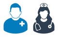 Male patient and nurse icon.