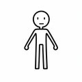 Monochrome Stick Figure Outline Icon Vector Illustration