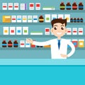 Male pharmacist, health. Vector illustration