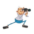 Male photographer holding a camera. Cartoon illustration on a white background