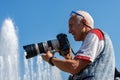 Male photographer with professional equipment - Milan Italy Royalty Free Stock Photo