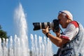 Male photographer with professional equipment - Milan Italy Royalty Free Stock Photo