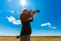 Male photographer shooting the sky Royalty Free Stock Photo