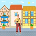 Young Male Photographer and House Facades Vector Royalty Free Stock Photo