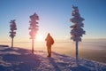 Male photographer on top of the mountain Royalty Free Stock Photo