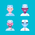 Male Physician Doctor avatar set. Funny multicultural Medical characters.