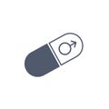 Male pill capsule icon. Medications. Silhouette symbol. Negative space. Love pill. Vector isolated illustration on white