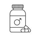 Male pills bottle linear icon