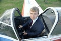 Male pilot small plane Royalty Free Stock Photo