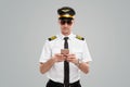 Male pilot using mobile phone Royalty Free Stock Photo