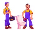 Male plumber characters on white background