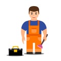Male plumber in overalls. illustration. flat. cartoon.