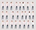 Male pointing. Businessman characters standing and offering consultative leader pointing vector persons Royalty Free Stock Photo