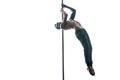 Male pole dancer with body-art on pylon