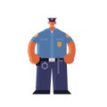 Male police officer standing pose policeman in uniform security authority justice law service concept flat full length