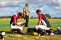 Male Polo Player exhasuted after the game Royalty Free Stock Photo