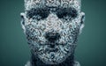 Male portrait made of voxels. Complexity and futuristic concept