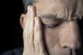 Male portrait, worried, hands on face