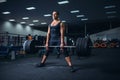 Male powerlifter preparing deadlift barbell in gym Royalty Free Stock Photo