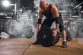 Male powerlifter preparing for deadlift Royalty Free Stock Photo