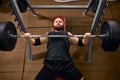 Male powerlifter preparing to bench press Royalty Free Stock Photo