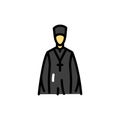 Male priest line color icon. Isolated vector element.