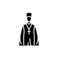 Male priest line color icon. Isolated vector element.