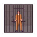 Male prisoner in jail semi flat color vector character