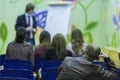 Male Professional Lecturer Speaking In front of the People