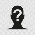 Male profile silhouette with question mark - black vector icon Royalty Free Stock Photo