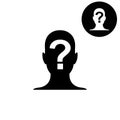 Male profile silhouette with question mark vector design icon or logos for business, web Royalty Free Stock Photo