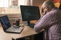 Male programmer stressed out because of code malfunction Royalty Free Stock Photo