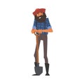Male Prospector with Spade, Bearded Gold Miner Wild West Character Wearing Vintage Clothes and Hat Cartoon Style Vector