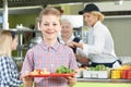 Male Pupil With Healthy Lunch In School Canteen Royalty Free Stock Photo