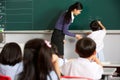 Male Pupil Writing On Blackboard In Chinese School Royalty Free Stock Photo