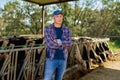 Male rancher in a farm cows Royalty Free Stock Photo